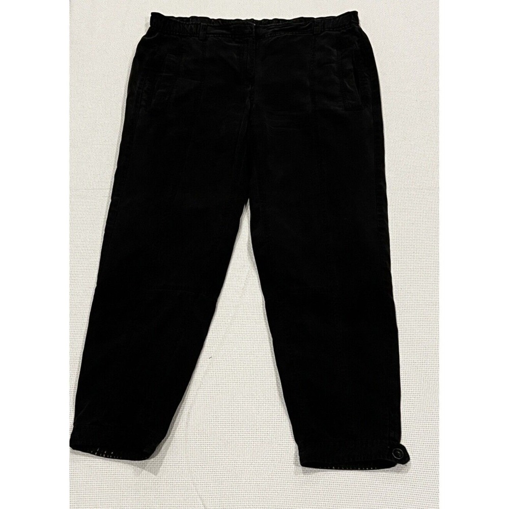 Eileen Fisher Black 100% Tencel Tapered Cropped Pants XS‎ Elastic Waist Seam